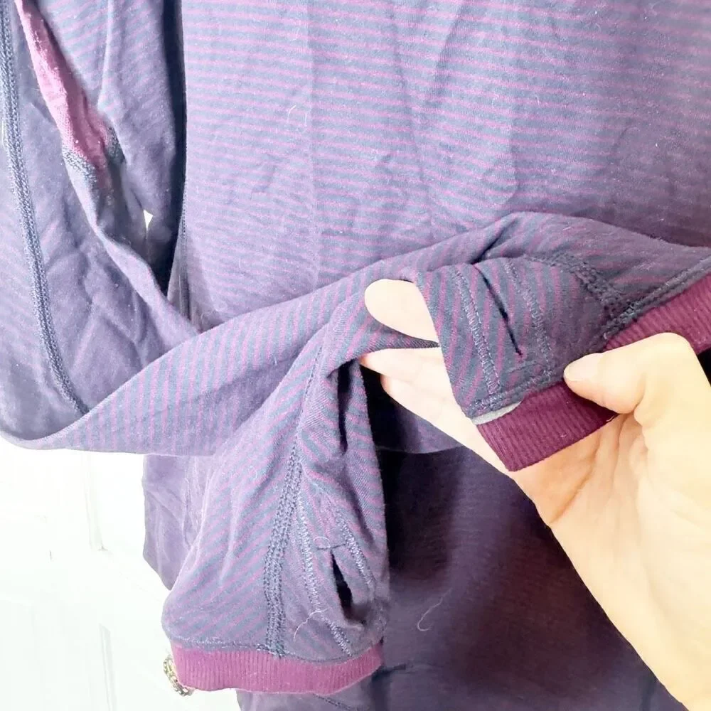 Lululemon FULL TILT PULLOVER Long Sleeve (Hyperstripe PLUM/NAVY) Women’s Size 6